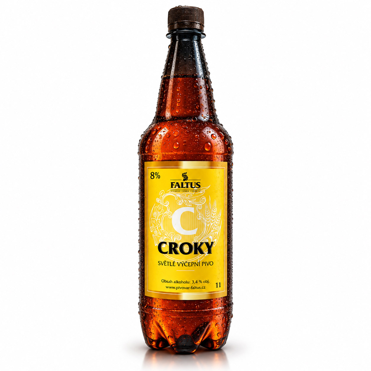 Pivo PET 1l CROKY 8% SVĚTLÉ VÝČEPNÍ PIVO